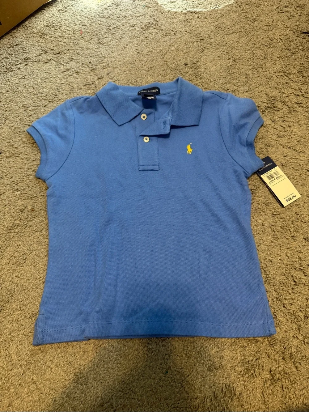 Ralph Lauren Girls' Bright Blue Polo with Yellow Pony